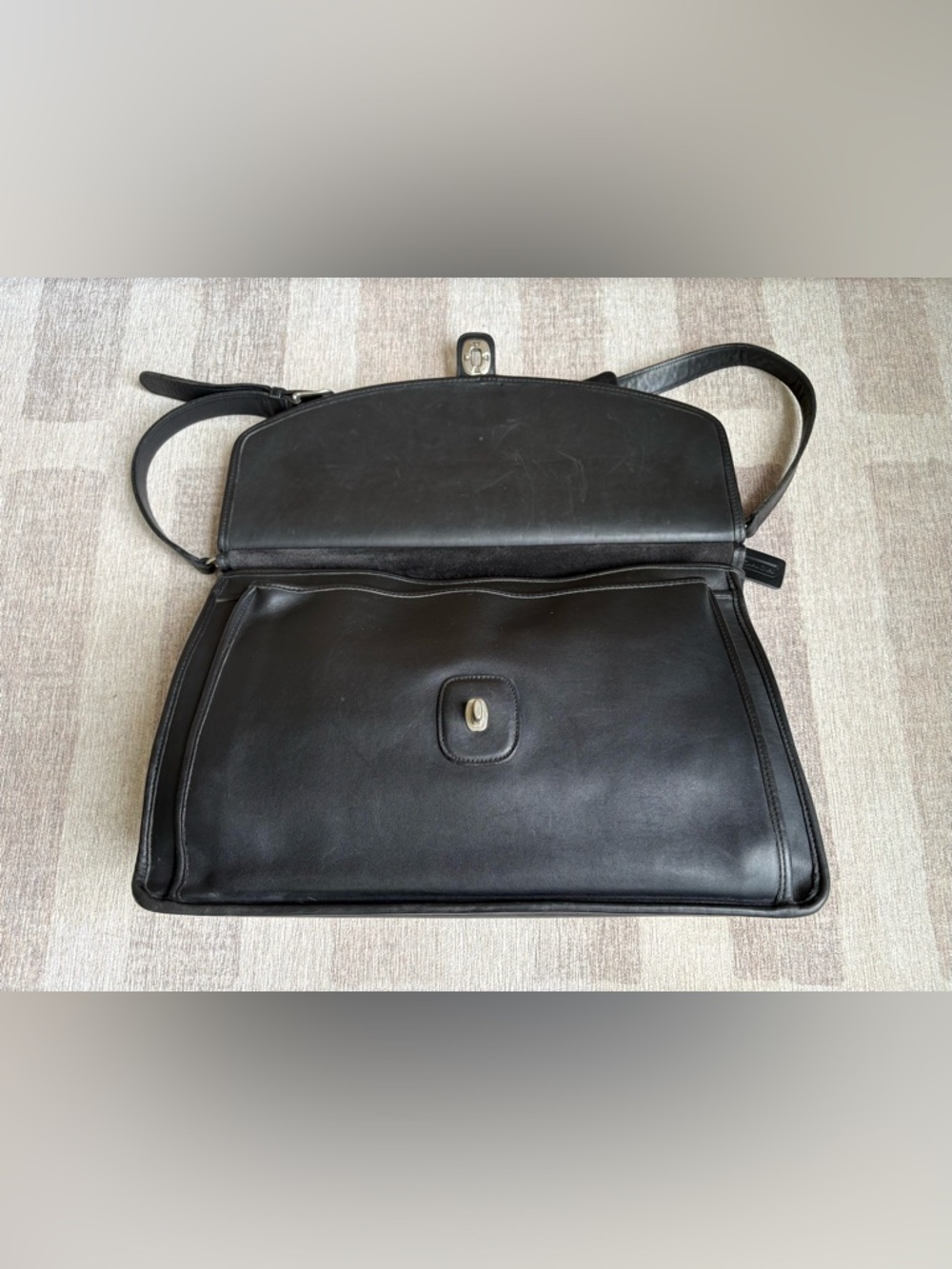 COACH Vintage Beekman Briefcase Black Leather Nickel Messenger Laptop Bag 5266 - Picture 7 of 14
